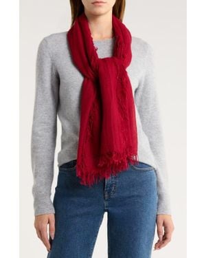 Chan Luu Fringe Cashmere & Silk Scarf - Red