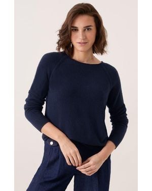 Celtic & Co. Roll Edge Crew Neck Sweater - Blue