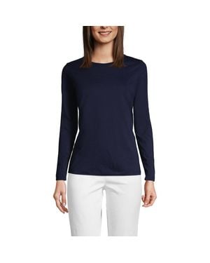 Lands' End Supima Cotton Long Sleeve Crewneck T-Shirt - Blue