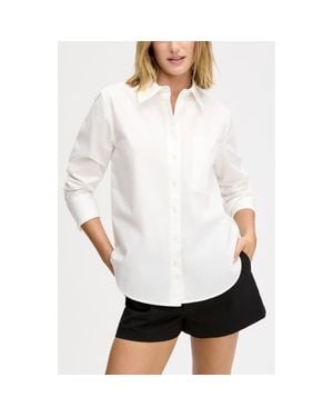 Sam Edelman Side Button Cotton Poplin Button-Up Shirt - White
