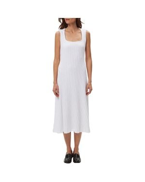 Michael Stars Sofia Wide Rib Sleeveless Cotton Blend Knit Midi Dress - White