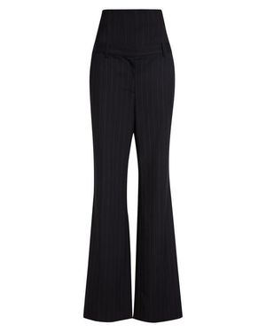 Monse Pinstripe Stretch Wool Corset Tailored Pants - Blue