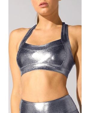 Heroine Sport Cutout Racerback Sports Bra - Blue
