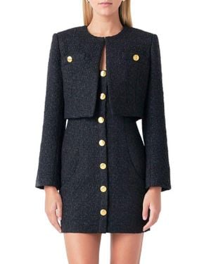 Endless Rose Crop Tweed Jacket - Blue