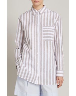 MM by Max Mara Ululo Stripe Linen Blend Shirt - White