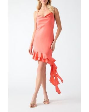 Guess Serria Ruffle Cowl Neck Slipdress - Red