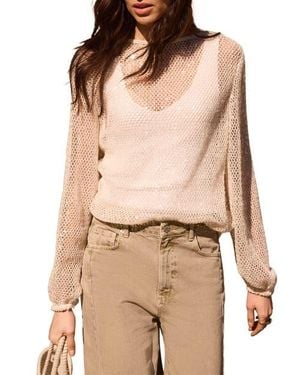Mint Velvet Sequin Layered Balloon Top - Natural