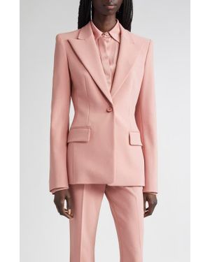 Michael Kors Georgina One-Button Virgin Wool Blend Blazer - Pink