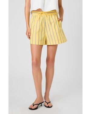 French Connection Rhodes Stripe Pull-On Poplin Shorts - Yellow