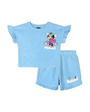 Disney Minnie Mouse French Terry Wash T-Shirt And Shorts Set - Blue
