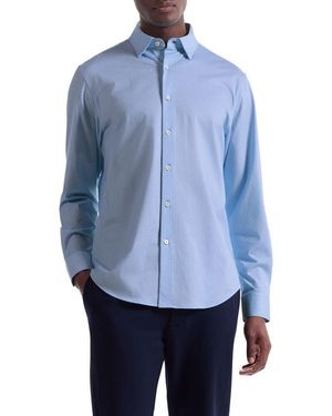 Bugatchi Jules Ooohcotton Honeycomb Print Button-Down Shirt - Blue