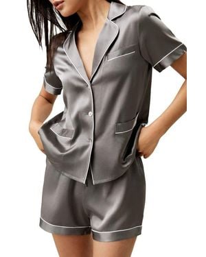 LILYSILK 22 Momme Summer Short Silk Pajama Set - Gray