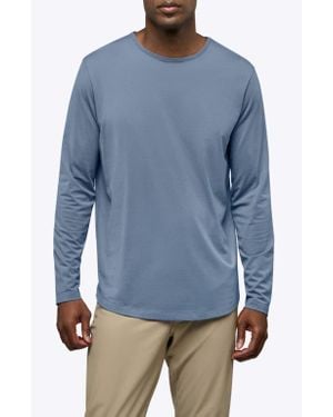 Cuts Ao Curved Hem Long Sleeve T-Shirt - Blue