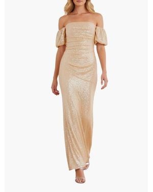 Needle & Thread Sunbeam Valentina Off-Shoulder Gown - Brown