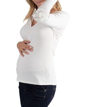 Cache Coeur Tunisian Long Sleeve Pregnancy And Nursing Top - White