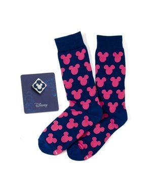 Cufflinks Inc. Mickey Silhouette Crew Socks & Lapel Pin Set - Blue
