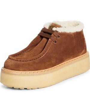 Prada Genuine Shearling Derby Bootie - Brown