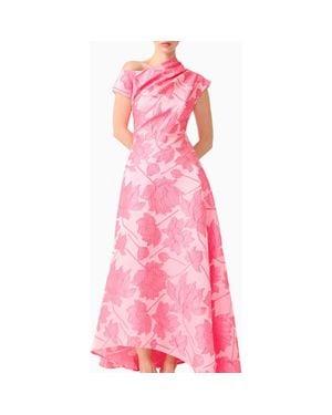 Elliatt Dionne Floral Jacquard Asymmetric Gown - Pink