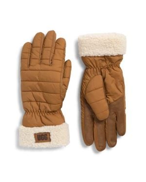 UGG Aw Uggfluff Cuff Gloves - Brown
