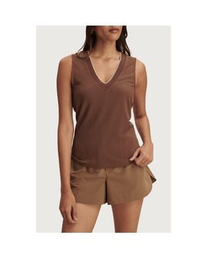 Varley Corby V-Neck Modal Blend Tank - Brown