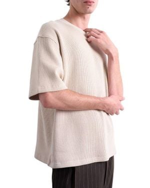 TOPMAN Oversize Waffle Texture Cotton T-Shirt - Natural