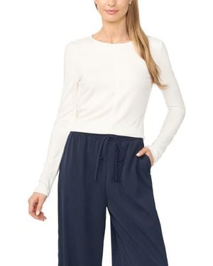 Halogen® Long Sleeve Ponte Top - White