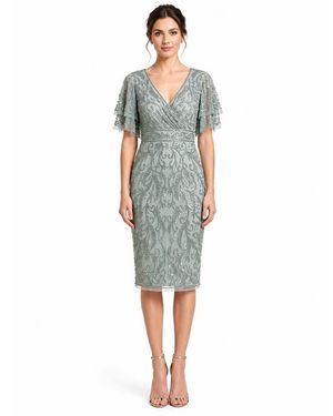 LARA New York Beaded Midi Dress With Cape Sleeves - Green