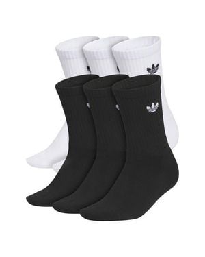 adidas Kids' Originals Trefoil Assorted 6-Pack Crew Socks - Black