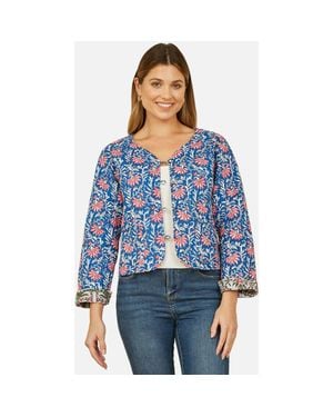 Yumi' Reversible Floral Quilted Jacket - Blue