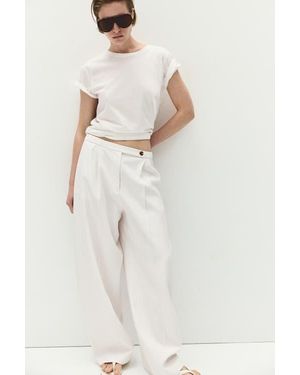 H&M Crease-Leg Barrel Pants - Natural