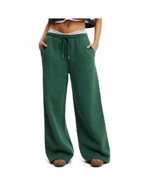 Cotton On Active Plush Tie Waist Wide Leg Sweatpant - Green