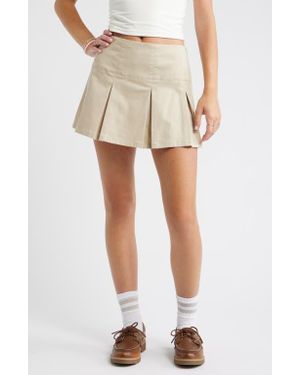 BP. Preppy Pleated Miniskort - Natural