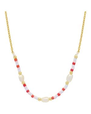 Estella Bartlett Miyuki & Faux Pearl Necklace - Metallic