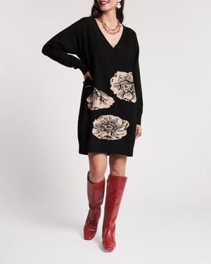 Frances Valentine Skye V Neck Dress - Black