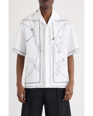 Jacquemus La Chemise Jean Dog Print Camp Shirt - White