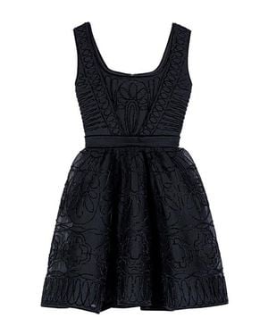 Maje Short Embroidered Basket Knit Dress - Black