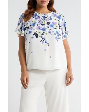 Kasper Flutter Sleeve Top - White