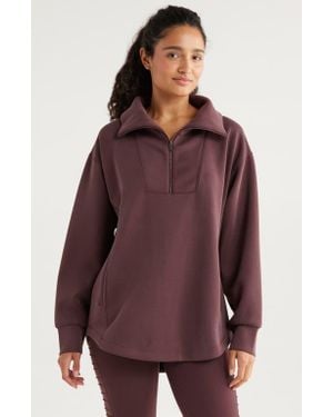 Zella Ultra Soft Half Zip Tunic - Purple