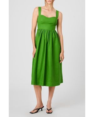 French Connection Linen Blend Midi Dress - Green