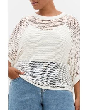 City Chic Resort Sheer Open Knit Top - Gray