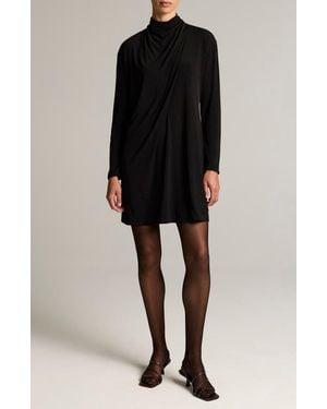 Vince Draped Cowl Neck Long Sleeve Top - Black