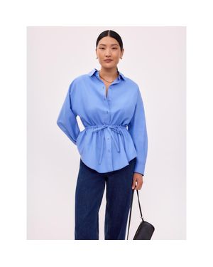 Ro&zo Stripe Long Sleeve Channel Waist Shirt - Blue