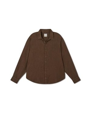 VIR VITA Cecile Oversized Linen Shirt - Brown