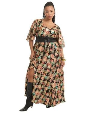 June + Vie Metallic Printed Maxi Dress