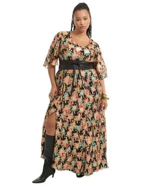 June + Vie Metallic Printed Maxi Dress