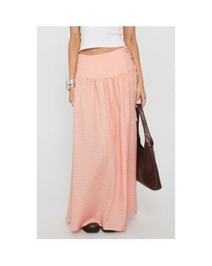 Princess Polly Analeah Gingham Side Tie Maxi Skirt - Pink