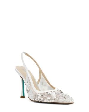 Betsey Johnson Eddie Pointed Toe Slingback Pump - White