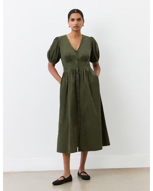 Finery London Arlow Short Sleeve Corduroy Midi Dress - Green