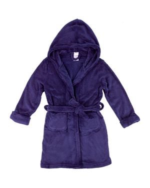 Leveret Kids Fleece Hooded Robe, Solid Colors - Blue