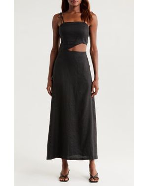 BOAMAR Harper Cutout Linen Blend Cover-Up Dress - Blue